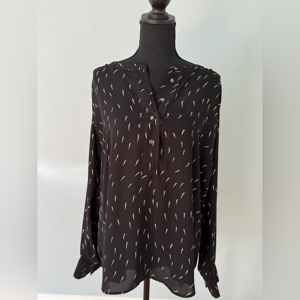 Loft Black Blouse With White Pattern - image 1